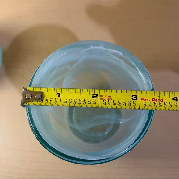 Marbleized Swirl Glass Votive Tea Light Candle Holder 2-1/2" Light Blue Set of 2 - Picture 9 of 12